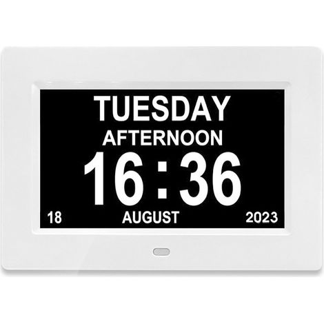 Horloge de Jour Numérique, Horloge de Calendrier Numérique de 7 Pouces, pour Les Personnes âgées pour la Chambre (Prise UE)
