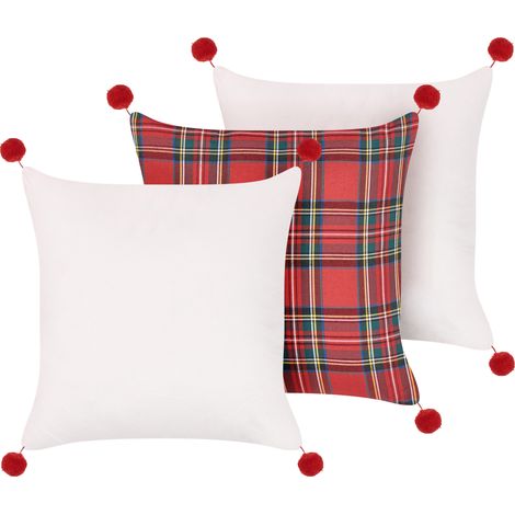 Conjunto de 3 cojines decorativos motivo navideño fundas extraíbles multicolor Jovia (1/5)