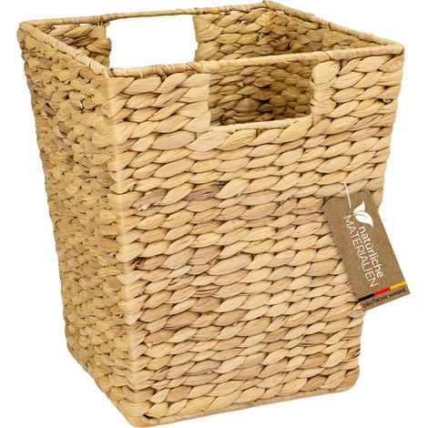 HMF Papierkorb Büro, Aufbewahrungskorb geflochten aus Wasserhyazinthe, Eckig, 25 x 25 x 30 cm