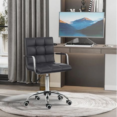 Silla de oficina regulable en altura 46-61 cm con reposabrazos, negra OKMYHOME (1/5)