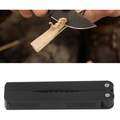 Tragbarer Schleifstein für Outdoor-Messer, neuer doppelseitiger schwarzer Diamant-Schleifstein in Fächerform. (1/5)