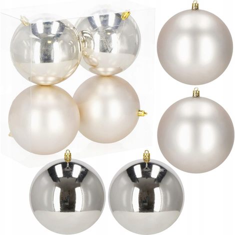BAUMKUGELN FÜR DEN WEIHNACHTSBAUM ARRANGEMENT 4 STÜCK WEIHNACHTSBAUM 12 CM SET UNZERBRECHLICH ANHÄNGER (1/5)