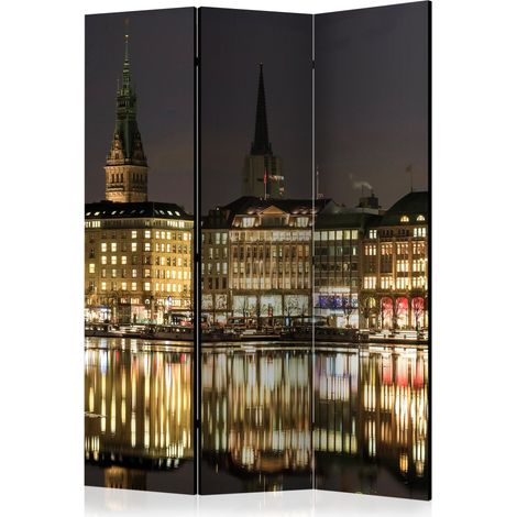 Paravento - Night in Hamburg [Room Dividers] - 135x172 (1/4)