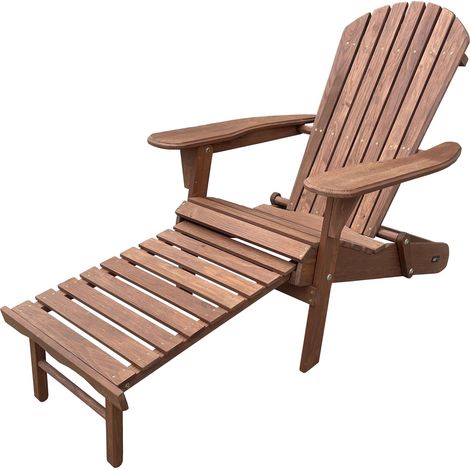 Axi Alexa Chaise Adirondack Avec Repose-Pieds, Pliable, Couleur Café Transat De Jardin / Bain De Soleil / 100 % Bois De Pruche, Pour 1 Personne, Avec Accoudoirs Et Dossier Haut 147 X 78,5 X 89 Cm (1/5)