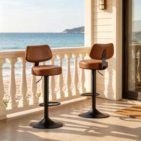Tabourets hauts pivotants, chaises de cuisine, tabourets de bar, chaises de salle à manger, chaises de salle à manger réglables en hauteur (lot de 2) (1/5)