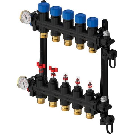Uponor Vario M-Verteiler mit Durchflussmesser FM, 12x G 3/4" Eurokonus