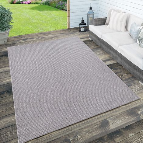 Paco Home In- & Outdoor Teppich, Terrasse u. Balkon, Wetterfest Einfarbig m. Struktur 120x170 cm, Grau 3
