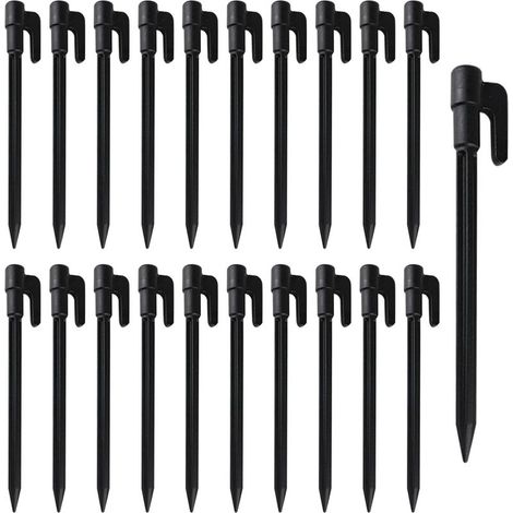 20 Pièces Piquets de Tente en Plastique, Piquets de Camping Robustes, 14.7 1.7cm Ongles de Tente en Plastique, Sardine Camping(Noir) (1/5)