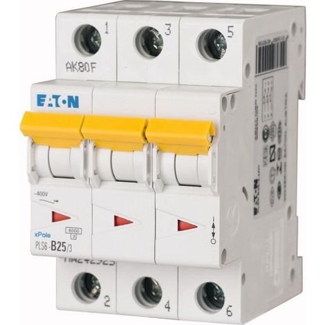 Disj. PLS 3X25A 6kA (EN 60898) cbe D 000242974 EATON PLS6-D25/3-MW