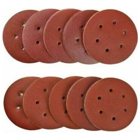 FENOPLASTICALot de 100 disques abrasifs de 150 mm, grains 40/80/120/180/320/600/800/1000/1500/2000, adaptés au meulage, au polissage et au décapage de la rouille sur ponceuses à 6 trous à mouvements a (1/4)