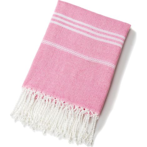 Serviette de plage en coton, serviette de bain absorbante à rayures (rose)