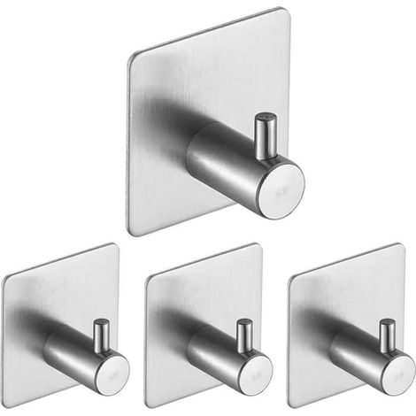 4-teiliges Set selbstklebender Edelstahl-Wandhaken, kein Bohren erforderlich, Handtuchhalter für Bad und Küche, AC A68 (1/4)