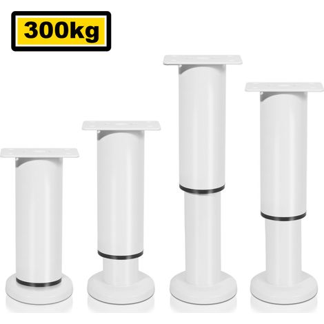 SWANEW 4X Gambe per mobili 18-30cm estensibili (bianco) Piedini per zoccolo Gamba di sostegno Gamba per mobile Piedini per zoccolo per hotel regolabili Piedi (1/5)