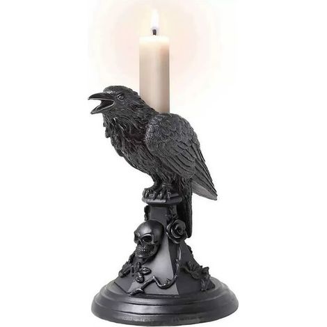 Bougeoir d'Halloween gothique en forme de hibou - Décoration artisanale en résine pour la maison ou le bureau (1/5)