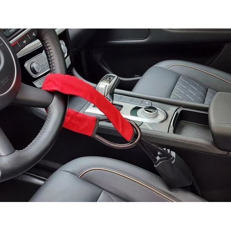 Ceinture de Verrouillage du Volant, MoreChioce Dispositif de Verrouillage de Sac à Main Serrure de Ceinture Dispositif Verrou de Volant de Voiture avec 2 Clés Antivol de Volant de Voiture-rouge (1/5)