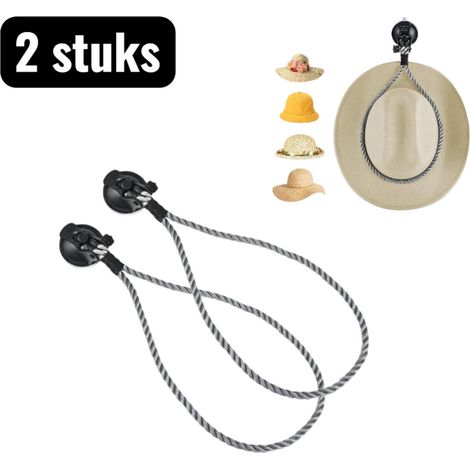 Porte chapeau à ventouse avec cintre réglable en nylon pour suspendre et organiser les chapeaux dans la voiture ou à la maison couleur grise (1/5)