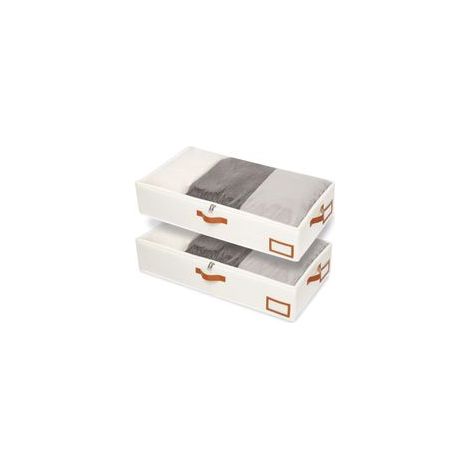 2 Pcs 80x45x15cm, Beige Bacs de Rangement Sous Le Lit, Sac à Vêtements Pliable, Fenêtre Transparent et Fermeture éclair, pour la Literie