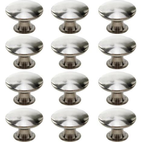 ALLIANDISLot de 12 boutons de tiroir, poignées de cuisine vintage, poignées de meubles rondes, 30 mm, argent (1/4)