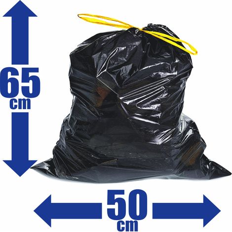DanDiBo 100x Sacs poubelle 30L à cordon de serrage Extra résistant à la déchirure Sacs poubelle à cordon de serrage Sacs poubelle LDPE 38 my Sacs à feuilles 50 x 65 cm (1/3)