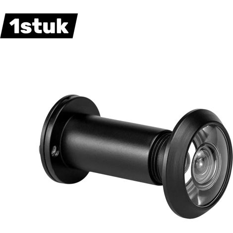 Judas de porte grand angle 220° en alliage de zinc, compatible portes 40 à 65 mm, noir (1/5)