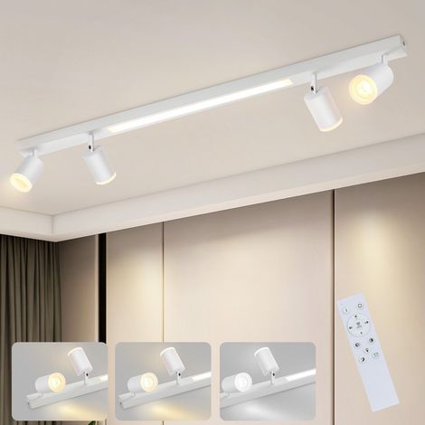 GBLY Lampada a soffitto LED con 4 punti luce - lampada a soffitto da 38 W, punti luce bianchi regolabili in intensità da 3000K a 6500K, ruotabili di 350°, moderna per salone, cucina e camera da letto