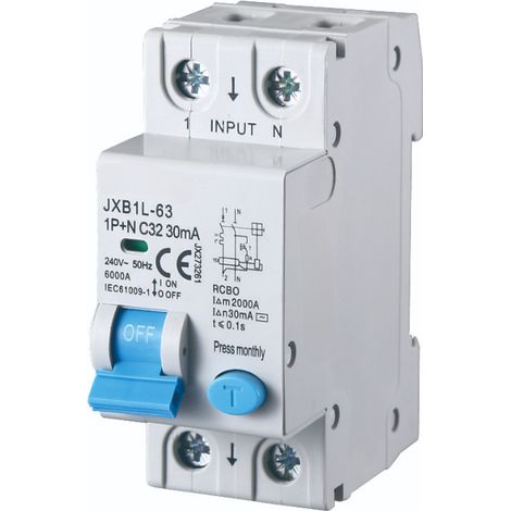 gloca Interruttore Magnetotermico Differenziale 2P 32A 30mA 220V 4.5KA 2 Moduli DIN C32 (1/4)