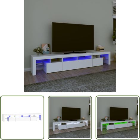 The Living Store Meuble TV avec lumières LED Blanc 230x36,5x40 cm - Meubles Tv - Meuble Tv - Télévision - Luminaire Led - Éclairage Rgb (1/5)