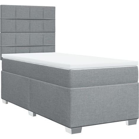 Maison Exclusive - Cama box spring con colchón tela gris claro 80