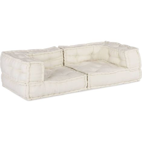 vidaXL Pouf Modulare Crema 140x70x36 in Tessuto