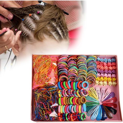 Ensemble Barrette et Élastique pour Filles, Accessoires Cheveux Colorés Bonbon, Lot Mixte Élastiques et Pinces à Cheveux (1/5)