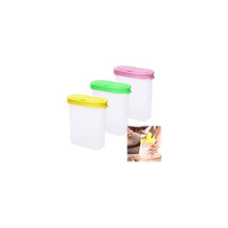 3 Pièces Pot a Epices, 250 ml Boîte Épices avec Deux Ouvertures PP Bocaux à Épices Transparent Boite à Épices Cuisine Sans BPA Verseuses Boîtes (1/5)