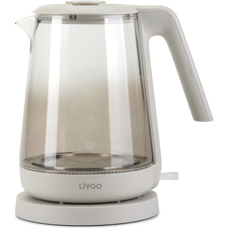 Bouilloire en verre Livoo 1,7 L grise, Design moderne, chauffe rapide et fiable (1/4)