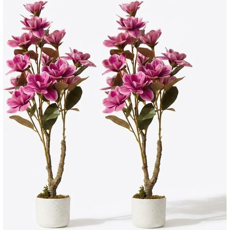 Fleur d'Orchidée Artificielle 95cm, Magnolia Rose, Fabriqué en PEVA/Toile Polyester, 2 Pièces, Set de Décoration Florale (1/5)