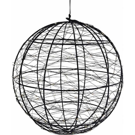 suspension lumineuse boule noire leds effet scintillant - noir métallisé avec leds blanches (1/3)