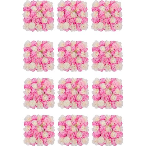 Paneles de pared florales, diseño 3D de seda, fácil montaje, color rosa. (1/2)