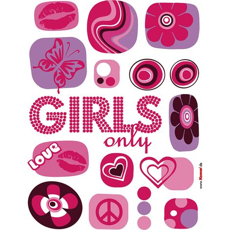 Komar Wandaufkleber - Girls only - 70 x 50 cm - selbstklebender Wandsticker - für Kinderzimmer (1/2)