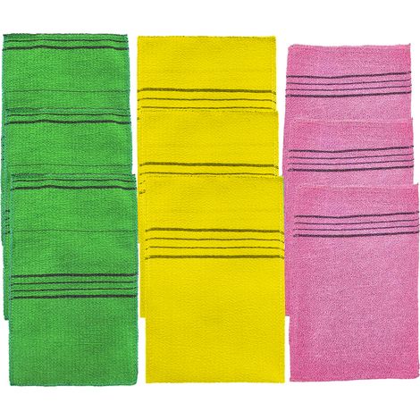 9 gants exfoliants, texture givrée double face, mousse onctueuse, pour tous types de peau, usage maison/voyage/sport (1/5)