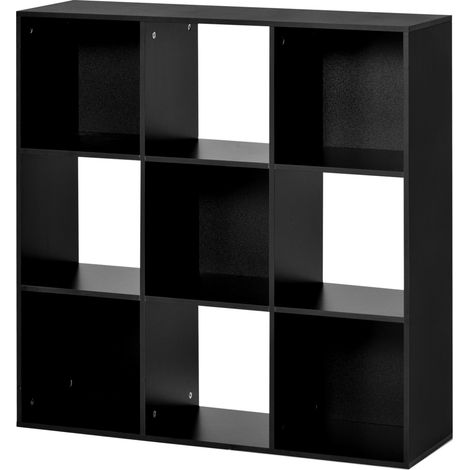 3-tier 9 Cubes Storage Unit Particle Board Cabinet Bookcase Organiser Home Office Shelves Black  UK