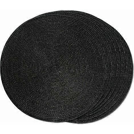 Ensemble de 6 sets de table ronds noirs tissés, antidérapants et lavables, 38 cm - Noir (1/5)