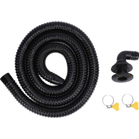Kit d'installation de pompe de cale de bateau 1100 GPH avec colliers de serrage pour tuyaux épais flexibles, raccord coudé, système de drainage de cale marine noir (1/5)