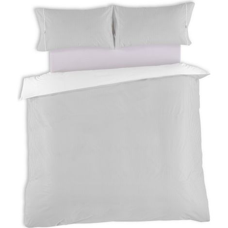 Greta. Conjunto de funda nórdica y funda(s) de almohada de percal color perla. Cama de 150 (2 alm) cm. 3 piezas (1/5)