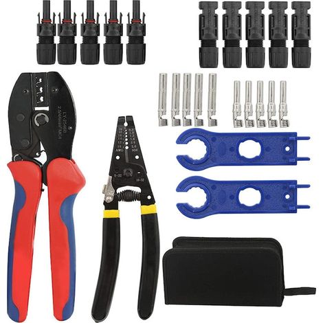 Kit de certification pour panneaux solaires, taquets, clés, 6 paires de connecteurs, étui de transport (1/5)