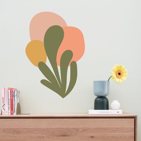 Sticker décoratif, cactus, design, vert, rose, orange, 68 cm X 48 cm (1/5)