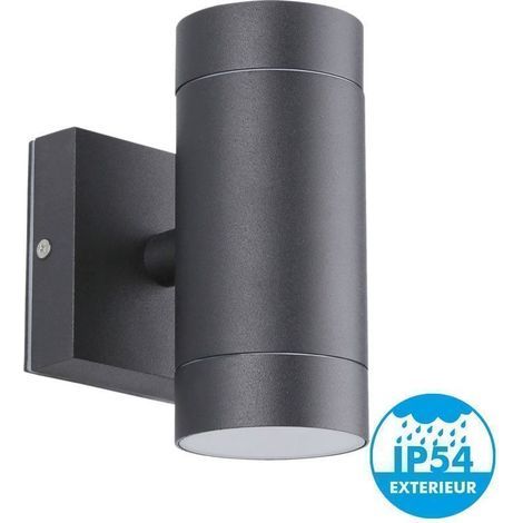 Applique extérieure double faisceau GU10 IP54Fonte d'aluminium noireHauteur 153 mmPour façade et extérieur (1/5)