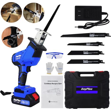 Scie alternative sans fil électrique + batterie scie à bois DIY cut 3000rpm, 4 lames