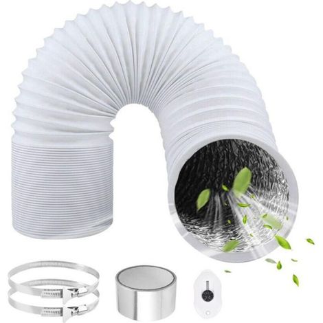 1 Gaine Ventilation Aluminium, Flexible Extensible 125mm, 3 Mètres, Avec Colliers Serrage, Pour Climatisation Extracteur (1/4)