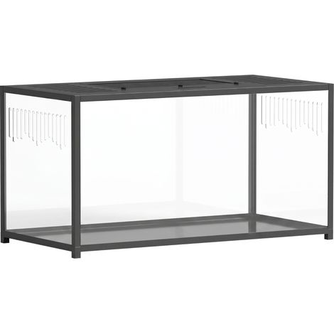 Gabbia per criceti 100x50x52,5 cm metallo/acrilico nero, coperchio sollevabile – MEUBLIV (1/5)
