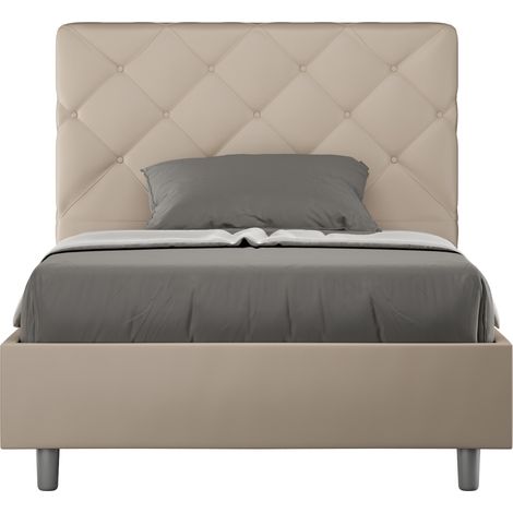 Letto Matrimoniale Francese 140x190 cm con Rete e Contenitore Priya Tortora (1/5)