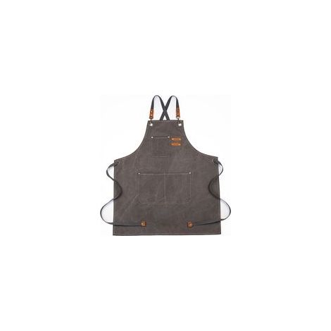 Delantal vaquero (gris) con bolsillos para peluqueros, pintores, jardineros y estilistas, tanto para hombres como para mujeres - Crezuo