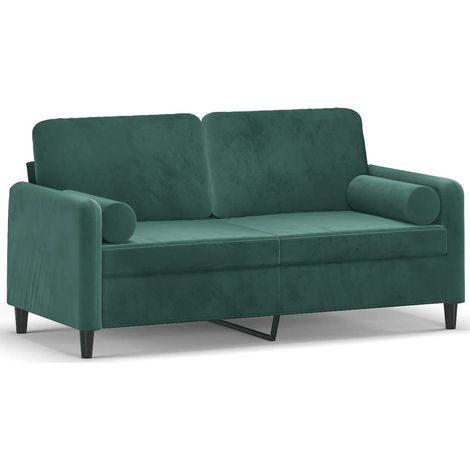 Canapé 2 places,Sofa pour Salon,Banquette avec oreillers vert foncé 140 cm velours CFW972690
